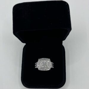 1.00 CT Cushion Cut Natural Diamond Sterling Silver Ring Size 7